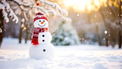 Fototapeta premium Snowman in winter wonderland