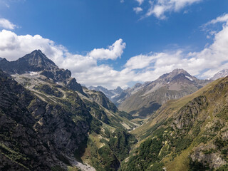 Breathtaking view of the Caucasus Mountains dominating Mestia's landscape in Georgia