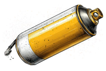Yellow Spray Paint Can Exploding in Pixel Art Style