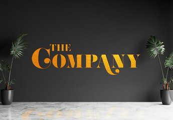 Golden Logo Wall Mockup