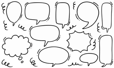 Hand drawn set speech bubbles...