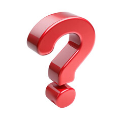 3D Red Question Mark on Transparent Background Isolated Against Black Backdrop