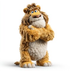 A character an animal, powerful but kind in appearance, full body, isolated on white
