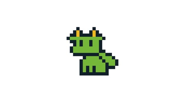 8-bit pixel art dragon idle looped animation 4k 30fps