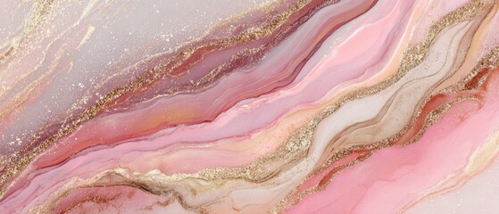 Elegant Pastel Pink and Beige Abstract Background Art with Gold Swirls for Professional Use