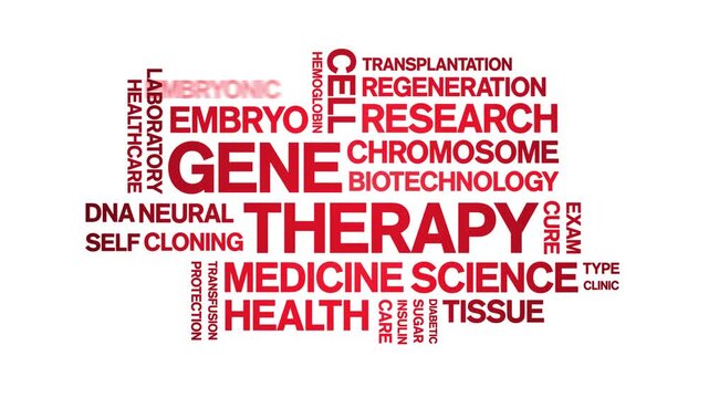 Gene Therapy animated word cloud-text design animation tag kinetic typography seamless loop.