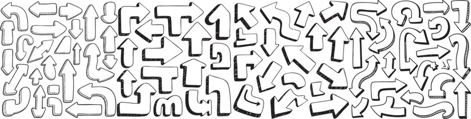 Hand drawn arrow collection conveying movement, direction, and choice for modern designs and wayfinding
