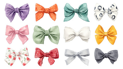Watercolor Bow Collection – Decorative Ribbon Set PNG