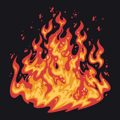 Vibrant flames dancing against a dark background