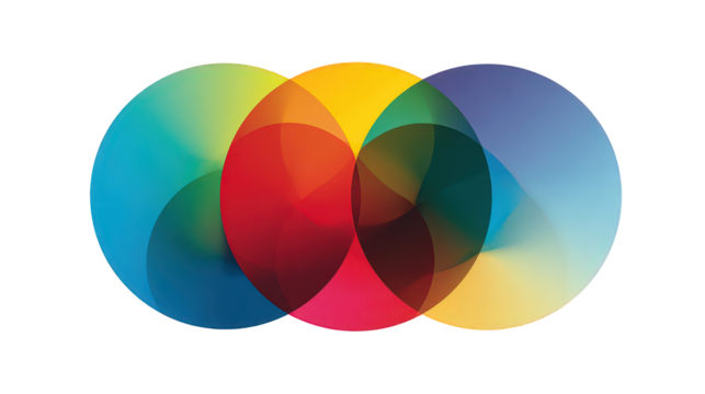 Color Circles Overlapping on Black Background