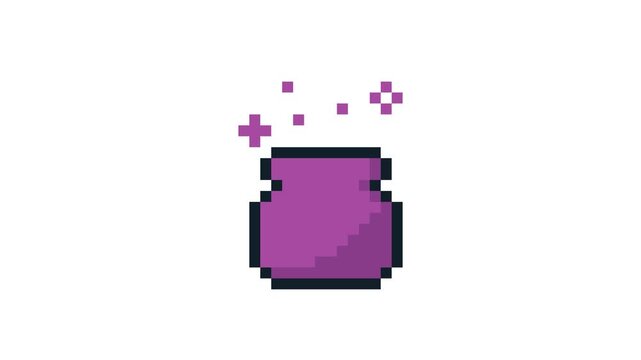 8-bit pixel art glowing magic potion jar looped animation 4k 30fps