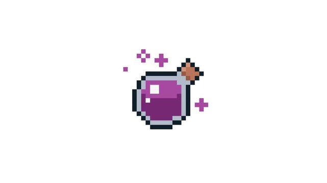 8-bit pixel art glowing purple poison potion looped animation 4k 30fps
