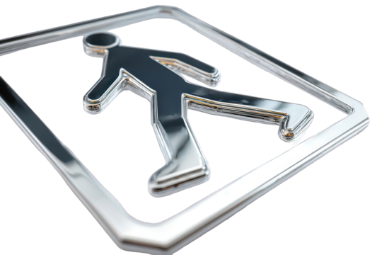 Metallic Walking Sign Symbol