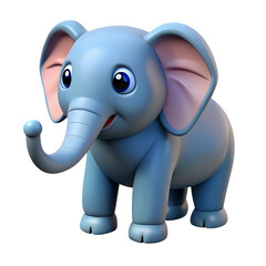 Naklejka premium Adorable blue cartoon baby elephant with big eyes