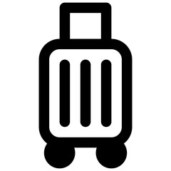 Suitcase. Outlined stroke vector icon with black-filled details.