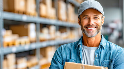 Mitarbeiter in moderner Lagerlogistik. Szenen in großen Warenlagern mit Regalen, Kartons, digitaler Kontrolle und Transport. Perfekt für Themen wie Supply Chain, E-Commerce, Versand und Industrie.