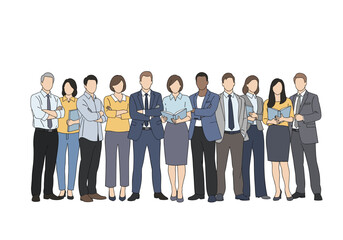 Fototapeta premium A diverse group of professionals standing together in a line