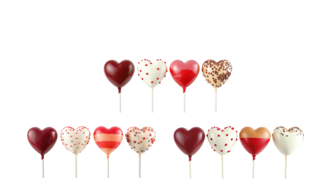 Heart lollipops on transparent background png