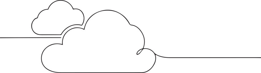 Clouds one continuous line art, Vector illustration, One line art, Line art graphic style