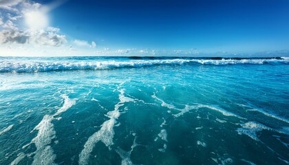 Fototapeta premium Blue Water Flows Like Ocean Waves On A Summer Beach