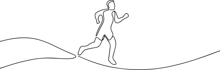 running man fast in sports one continuous line art, Vector illustration, One line art, Line art graphic style.