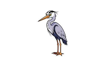 Fototapeta premium Cartoon heron glares disapprovingly darkly