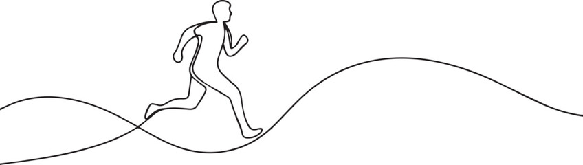 running man fast in sports one continuous line art, Vector illustration, One line art, Line art graphic style.