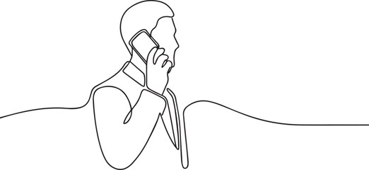 person holding phone one continuous line art, Vector illustration, One line art, Line art graphic style.