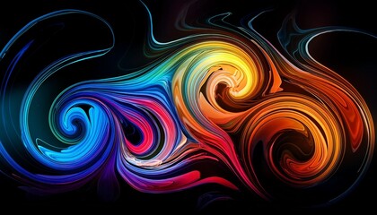Fototapeta premium Abstract Color Swirls On Black Background