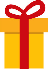 yellow gift box with red ribbon