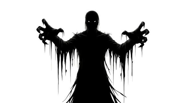 Eerie shadow entity emerging from darkness