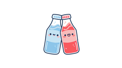 Adorable Kawaii Soda Bottles Leaning Together Friendlily