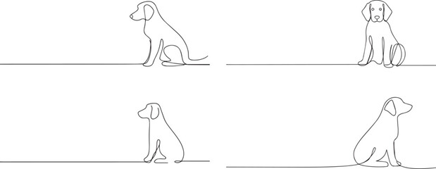 Set of Dog in continuous one continuous line art, Vector illustration, One line art, Line art graphic style.