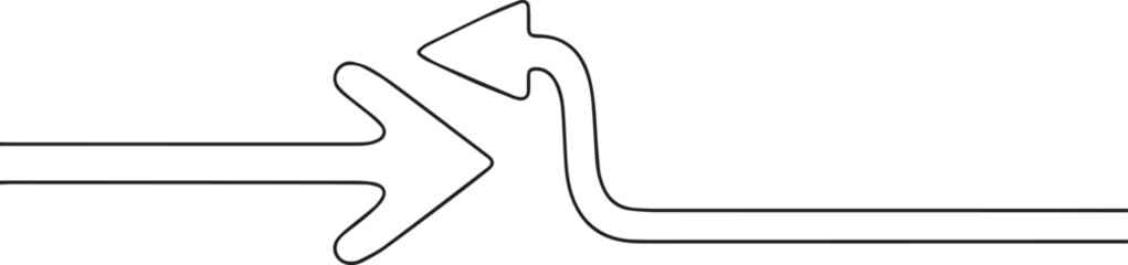 Arrows continuous one continuous line art, Vector illustration, One line art, Line art graphic style.