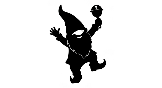 Festive gnome merrily waves hello