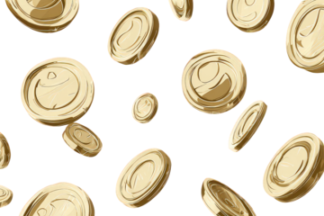 Abstract Pattern of Floating Coins on Black Background