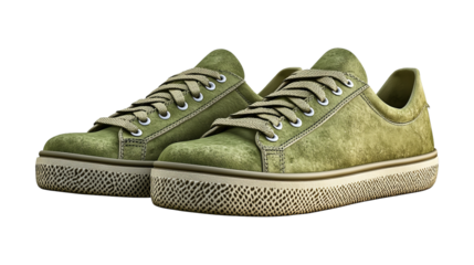 Stylish green suede sneakers with textured soles, perfect for fashion, lifestyle, and e-commerce product catalogs.