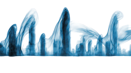 Abstract Cityscape Silhouette In Shades Of Blue