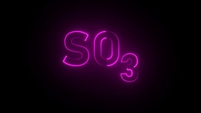 Pink Neon S O3 Chemical Formula On Black Background