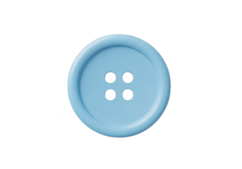 Light blue four hole button isolated on transparent background