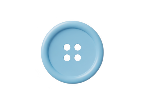 Light blue four hole button isolated on transparent background