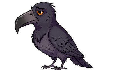 Fototapeta premium Melancholy Raven Perched Isolated on Black