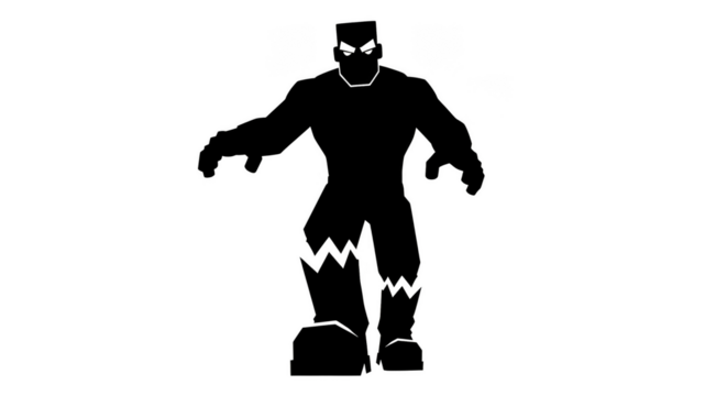 Monster silhouette in shadowy darkness