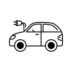 Fototapeta premium Electric car vector with charging plug icon