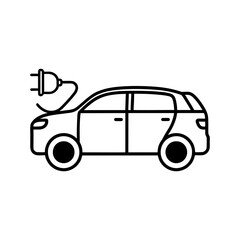 Electric car vector with charging plug icon