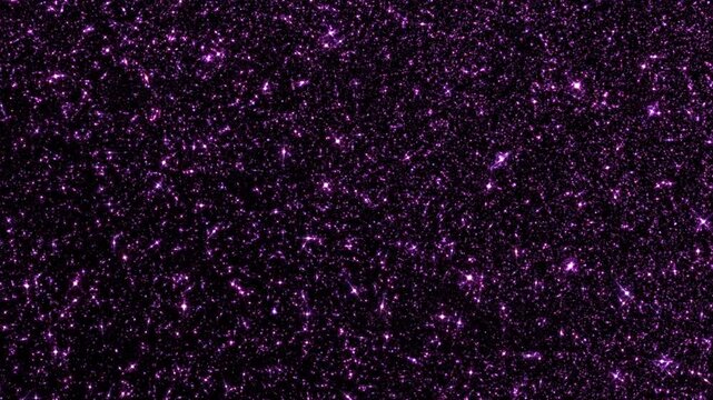 Loop flickering purple stars particles motion animation on black abstract background. Animation of fiery blue glowing flying ember burning ash particles.