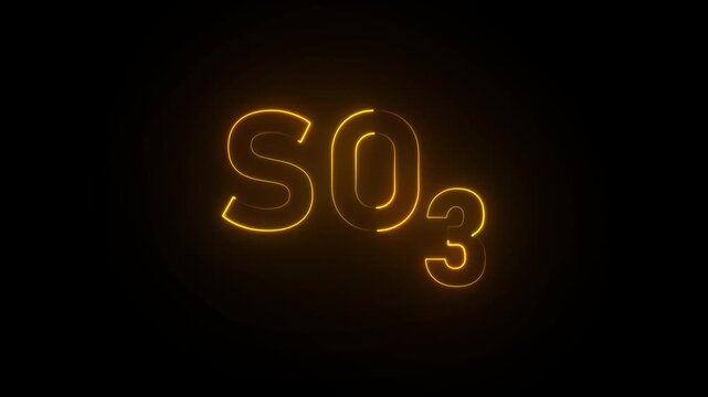 Yellow Neon S O3 Chemical Formula On Black Background