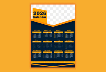 Modern Yellow and Blue 2026 Business Calendar Design