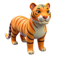 Obraz premium Cute cartoon tiger standing against a black background