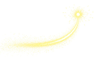 Sparkling Golden Light Trail With Glitter Particles Isolated on a transparent background 